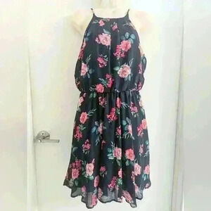 NWT Francesca's Navy Floral Halter Dress Size M